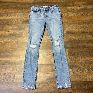 BKE Monroe Universal Upper Slim Thigh Mid Rise Skinny Jeans Women 29x32 Distress